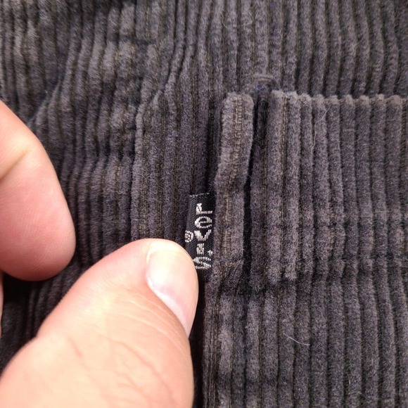 Vintage Levi's Corduroy Shirt Womens Large Black Thick Jacket Grunge 1/4 Zip - Picture 5 of 16